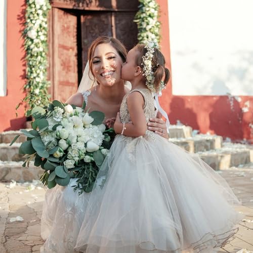 Initial Pearl Bracelet Flower Girl Bracelet Proposal Gifts for Girls, Dainty Gold Pearl Bracelets with Letter A-Z Personalized Name Jewelry Birthday Christmas Wedding Party Gift for Her2