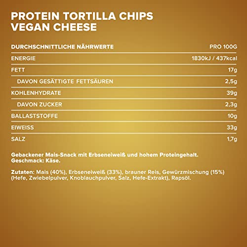 IronMaxx Protein Tortilla Chips – Vegan Cheese Style 60g | Knusprige Eiweißchips aus Soja & Maniok | High Protein Snack | Low Carb, ballaststoffreich, glutenfrei & vegan | Für bewusste Ernährung