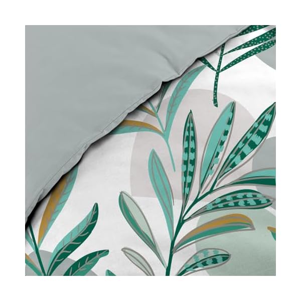 Douceur d'Intérieur, Parure de Lit 3 Pièces Louna (240x220 cm) Vert, Microfibre Imprimée