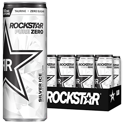 Amazon Com Rockstar Energy Drink Pure Zero Silver Ice 12oz Sleek Cans 8 Pack Liquid Everything Else