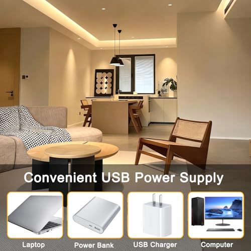 Tira LED COB 1 m 320 LED/m 5V USB Luz Cálida 3000K miniatura 2