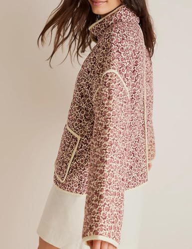 Arssm Women Floral Quilted Puffer Jacket Cropped Lightweight Patchwork Vintage Padded Short Coat Outerwear2