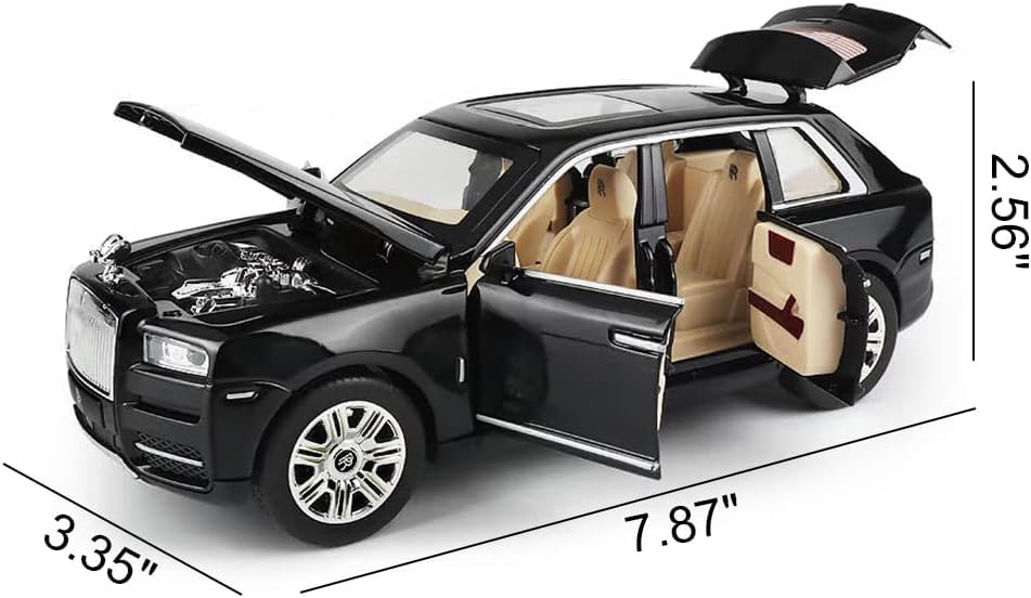 Image of 1:24 Rolls-Royce Cullinan Diecast Model Car Alloy Pull Back Toy Car with Sound & Light, Collectible Vehicle for Kids & Adults, Birthday Gift for Boys & Girls (Black)