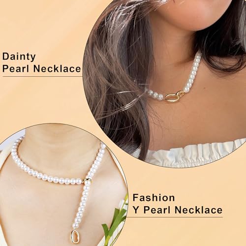 Sereney Pearl Necklaces for Women, 8mm Dainty Pearl Necklace as Bridal Necklace for Wedding, Sterling Silver Freshwater Pearl Choker Necklace as Birthday Jewelry Starfish Necklace Bridal Gifts for Her3