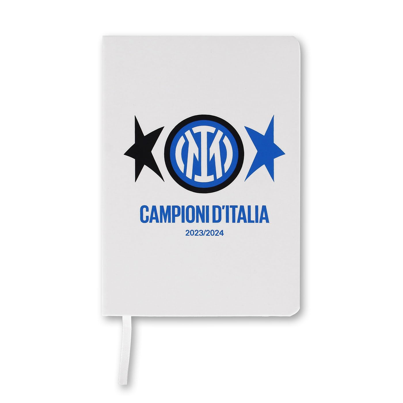 Inter - Scudetto, Campioni d'Italia 23/24, 2 Stars, Lined Notebook, Hardcover, Elastic Closure, Large Size 15 x 21 cm