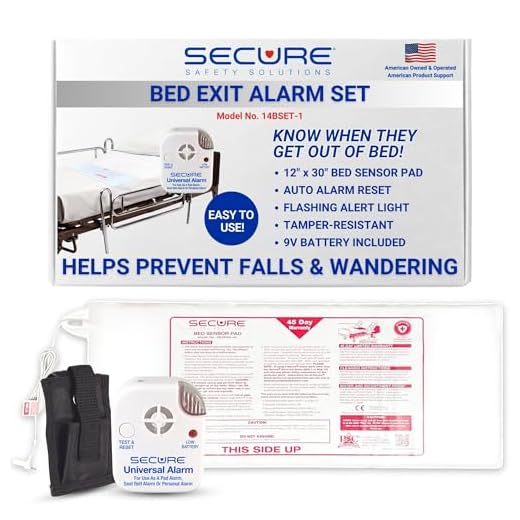 45BSET-1 Bed Alarm for Seniors by Secure Safety Solutions - 80 dB Alarm Monitor with Protective Holder & 12" x 30" Bed Sensor Pad - Bed Alarms and Fall Prevention for Elderly Dementia Patients