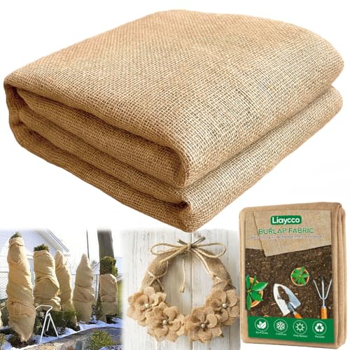 40 x 17 Feet Burlap Fabric Roll Burlap Fabric by the Yard Natural Jute Garden Fabric for DIY Crafts Multipurpose Tree Wrap Outdoor Plant Cover Weed Barrier Landscaping Rustic Party Decor