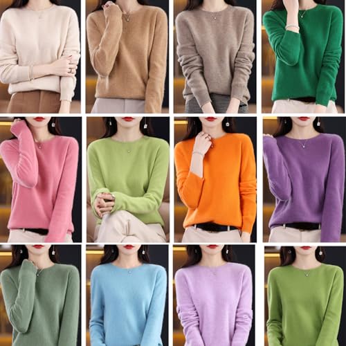 Cashmere Sweaters for Women, 100% Wool Sweaters Crewneck Long Sleeve Lightweight Fall Business Cardigan Sweater4