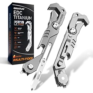 EDC Multitool 7 in 1 with knife, Wrench, Folding Knife, Screwdriver, Bottle Opene, Ruler, Urgent Car Window Breaker and Seatbelt Cutter, EDC Pocket Multi Tool for Gifts for Men (Bright silver)