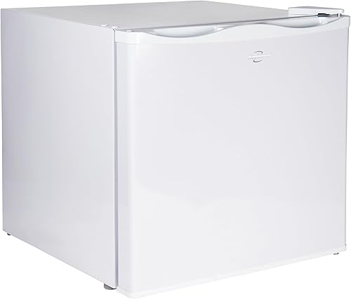 Koolatron Mini Upright Freezer 1.2 cu ft (34L) White, Energy-Efficient Manual Defrost, Space-Saving Flat Back, Reversible Door, Wire Shelf, for