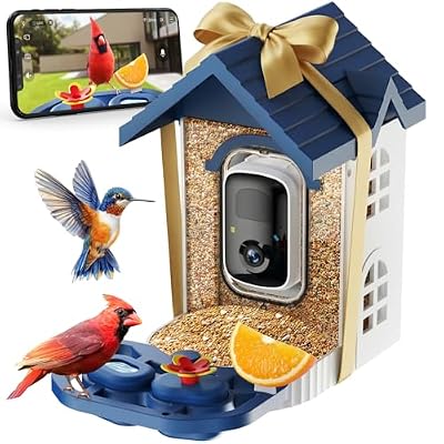 Smart Bird Feeder with Camera-Squirrel Proof & Weatherproof Outdoor Bird Watching Feeder with 2K HD AI Bird Identification for Garden & Backyard