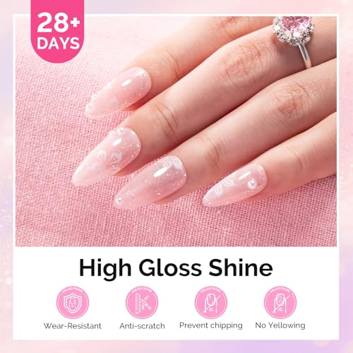 Image of MelodySusie Glitter Gel Top Coat- No Wipe Reflective Iridescent Glitter Top Coat, High Gloss Shine Finish Long Lasting Top Gel Nail Decoration for Home DIY and Nail Salon Gift for Women 0.5fl oz