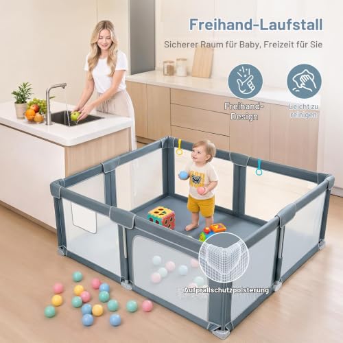 Dripex Faltbar Laufstall Baby mit Matratze,Laufgitter Für Baby und Toddlers – Ansicht 4