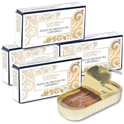 Anchoas de Santoña | Anchoas del Cantábrico en Aceite de Oliva | 40 Lomos Filetes Artesanales Premium | Anchoa Gourmet (188gr) en lata | Sabor Intenso Ligero en Sal | Elaborado por Casa Santoña