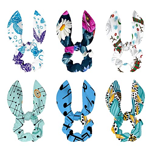 Chouchous à cheveux en tissu imprimé bleu et nœud papillon finitions soignées femme
