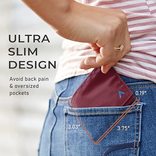 Image of Sport Wallet, RFID Blocking Slim (Nylon, Mulberry) | Slim Minimalist Front Pocket Nylon Sport Wallet, RFID Blocking, Water-Resistant, Holds 4-24+ Cards & Cash, Men & Women