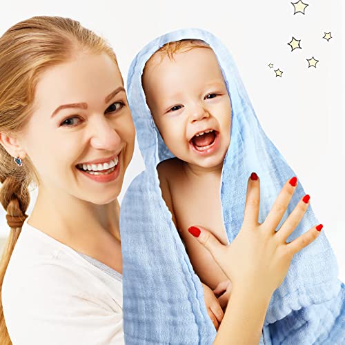 Image of Chumia 6 Pack Baby Muslin Bath Towels Bulk 43.3 x 43.3 Inch 6 Layer Soft Cotton Swaddle Receiving Blankets Breathable Quick Dry for Newborn Infant Toddler, Baby Shower Registry Gifts(Multicolor)