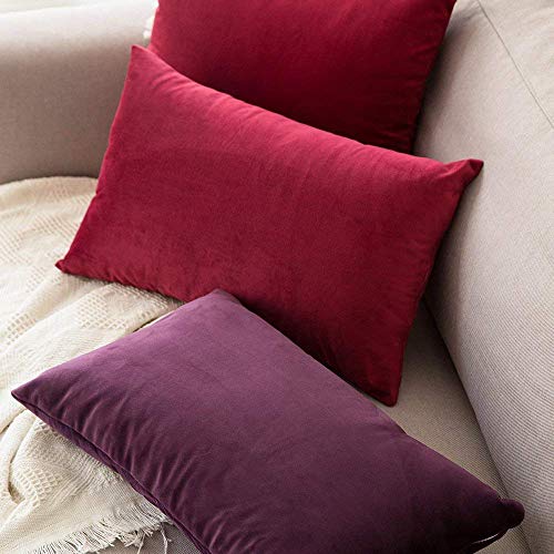 Image of Khooti Christmas Velvet Cushion Cover Pack of 1-18 inch x 22 inch / 46 x 56 cm - Red - Soft Pillow Covers Cushion Case for Sofa Bedroom Livingroom Chair Car, Cushion Cover