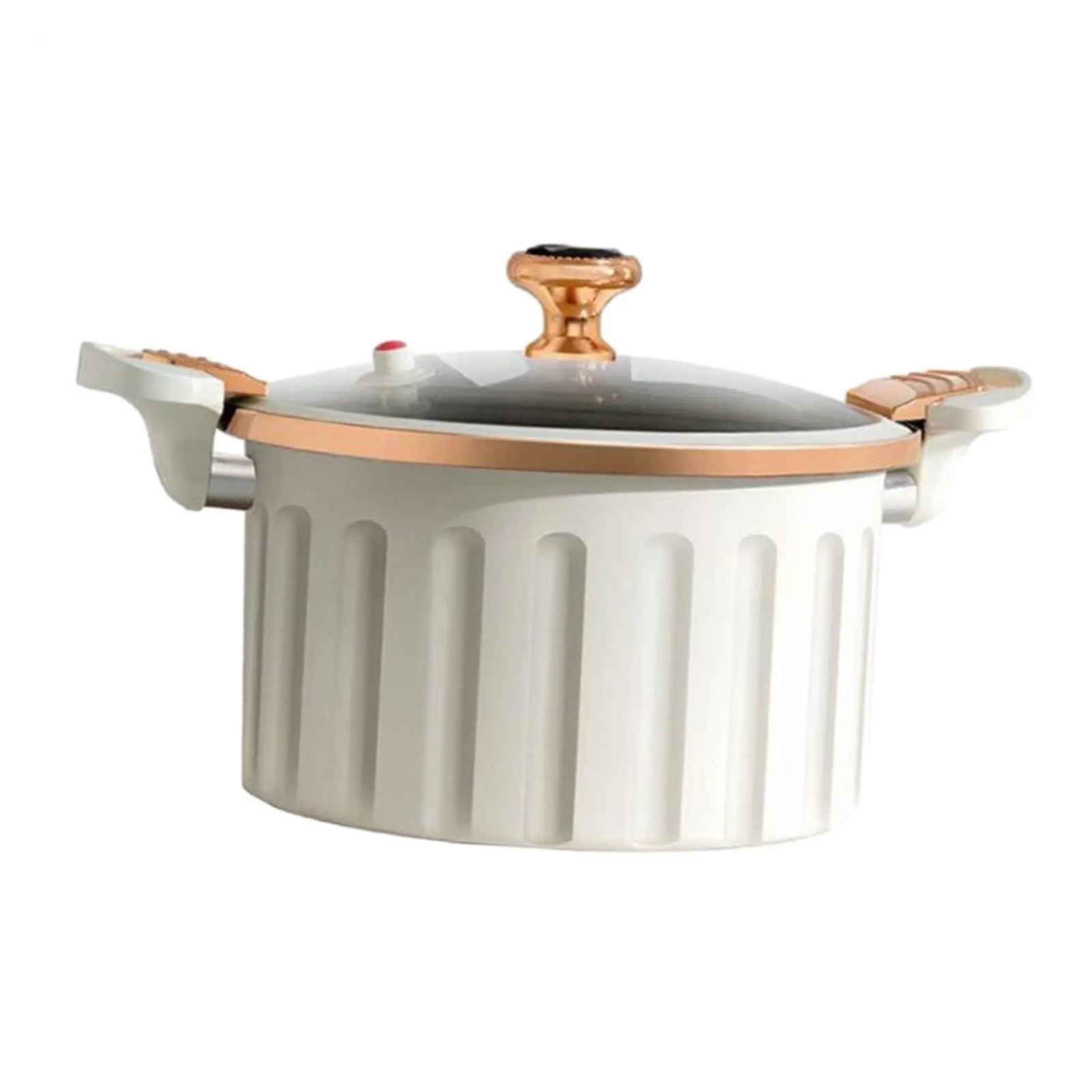 Marmite de Cuisson 8L résistante à la Chaleur fabriquée à la Main avec Couvercle et poignée en Verre pour Induction, Marmite Tous Feux(White)