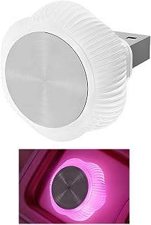 USB LED Car Night Light Bulb, Flower Plug-in Smart Vehicle Interface Charging Atmosphere Light, Portable Automotive Interior Ambient Decoration Lamp, Universal for SUV RV Truck (Pink)
