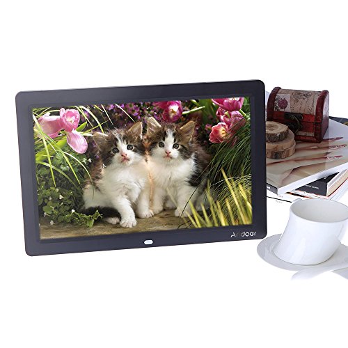 Andoer - Cornice foto digitale 12 pollici HD, TFT LCD, 1280 x 800, funzione sveglia, MP3 MP4 video player, con Remote Desktop