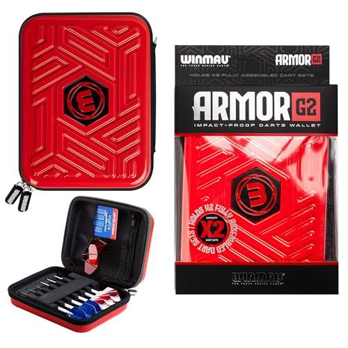 WINMAU Armor G2 Darts Geldbörse - Rot Darts-Etui für komplett montierte Dart und Zubehör - Stoßfest, extrem langlebig und sicher