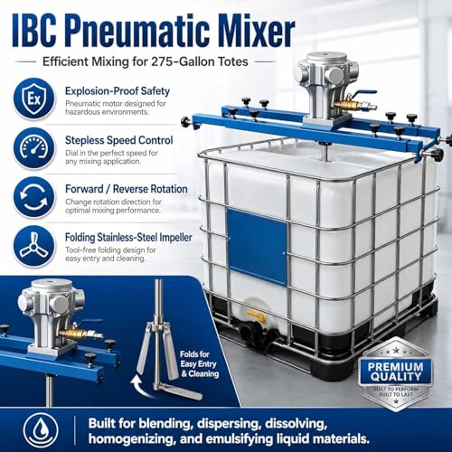 Agitadores neumáticos IBC de 1 HP con hélice plegable para tanques de 265 galones 3