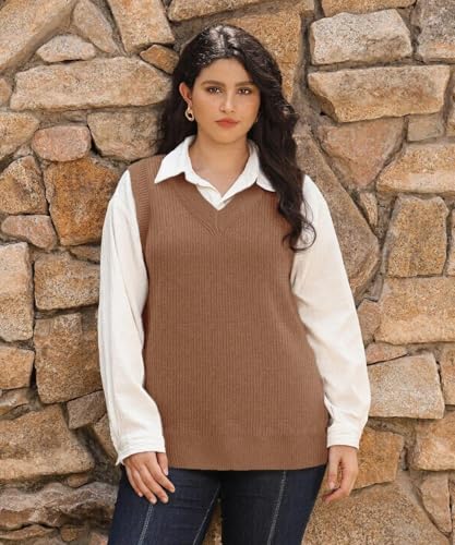 Image of TIYOMI Plus Size Sweater Sleeveless Tops for Women Knitted Tank Tops XL-5XL