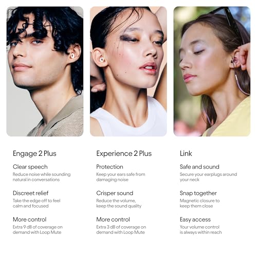 Image of Loop Earplugs Social Plus Link Bundle (2-Pack) - Engage 2 Plus + Loop Experience 2 Plus + Link | Reusable Ear Plugs for Focus, Noise Sensitivity, Music, Parenting & More | 16dB /18 dB Noise Reduction