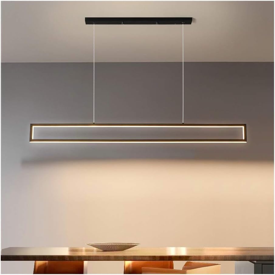 Dimmable Modern Rectangle Chaner Black Long Pool Table Lights - Linear LED Chaners Compatible with Dining Room Kitchen Island Pendant Lamp,Chaner Lamps