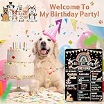 Tiamon Dog Birthday Chalkboard Boho Themed Dog Birthday Photo Props Rainbow Pet Milestone Chalkboard Sign for Party Supplies Double Sided Reusable Erasable 14 x 10 Inch - Image 5