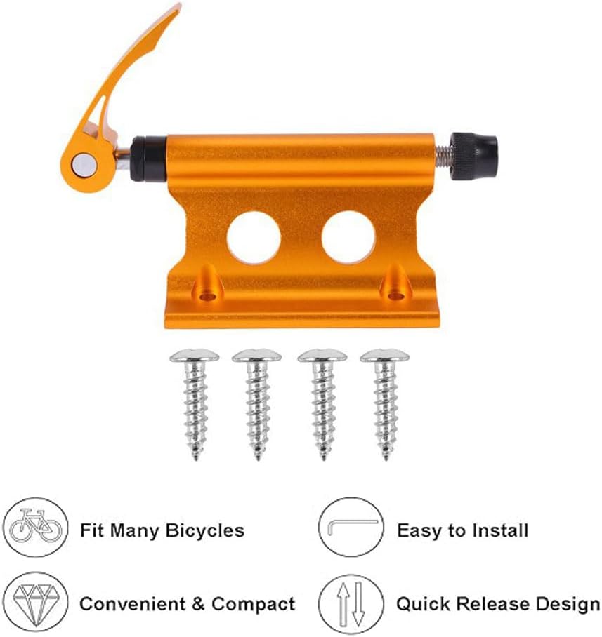 Generic 2PCS Mountain Bike Block Fork Mount, Universal Quick Release Bike Front Fork Mount Bracket Set, Aluminum Alloy, Bicycle Front Fork Fixed Clip Luggage Rack for Truck/Trailer/Bikes, yellow