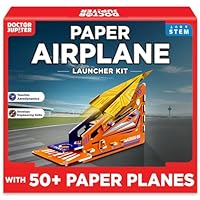 Doctor Jupiter Paper Airplane Book Kit, Crafts for Kids Ages 6+ | Birthday Gift Ideas for 6-7-8-9-10-11-12 Year Old Boys & Girls | Learning & Educational STEM Toy with 50 Paper Airplanes and Launcher