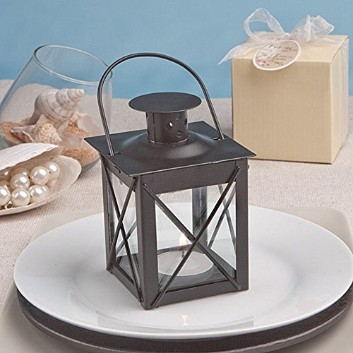 Luminous Black Mini-Lantern Tea Light Holder - Set of 25