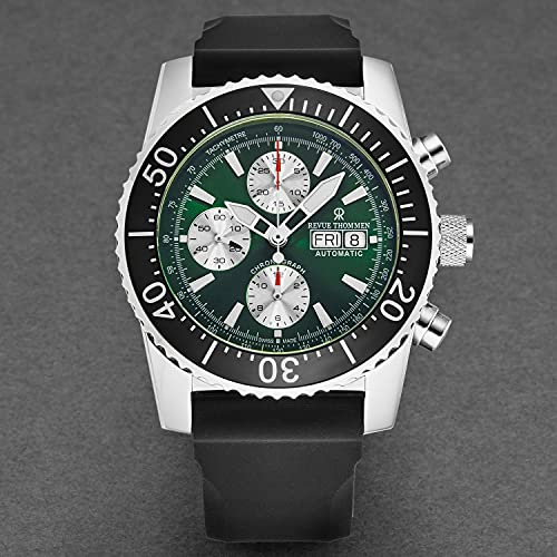Men's 17030.6521 'Divers' Green Dial Day-Date Chronograph Rubber Strap Automatic Watch4