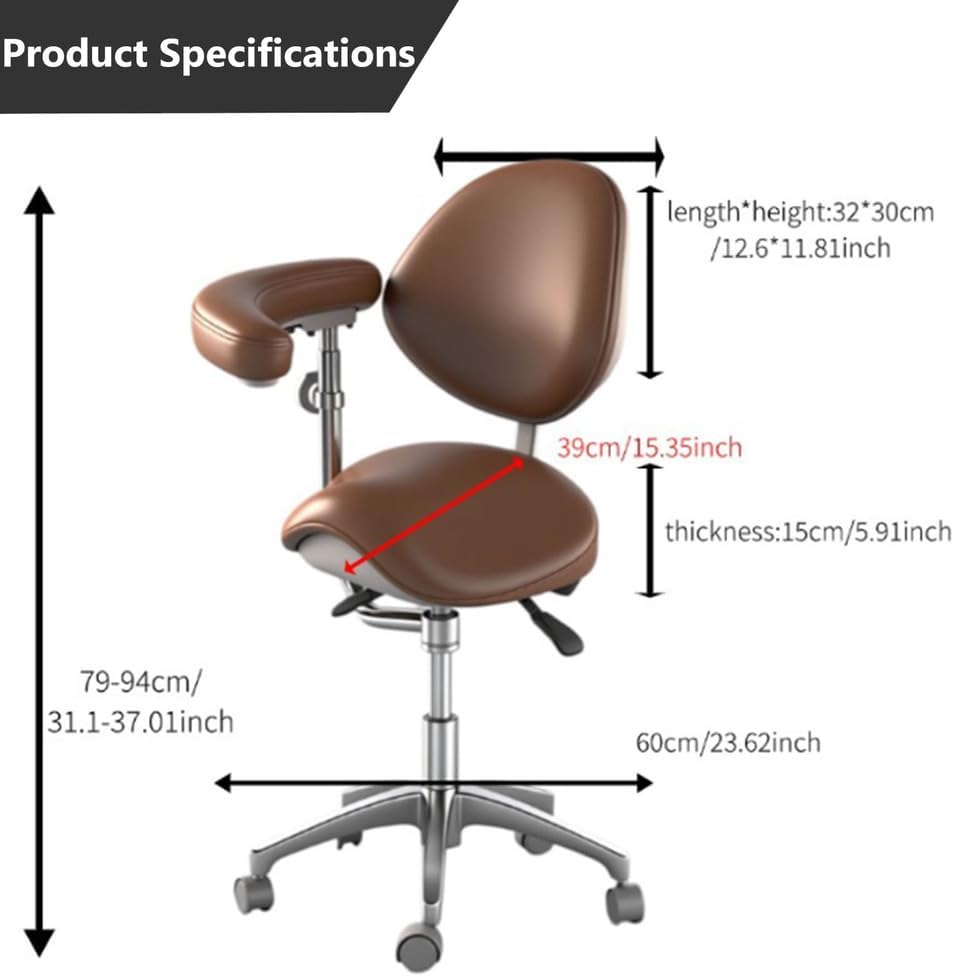 Ergonomic Saddle Stool Chair - Hydraulic Swivel Adjustable Esthetician Stool for Massage, Beauty Salon, Tattoo & Dentist Clinics - Comfort & Support A4