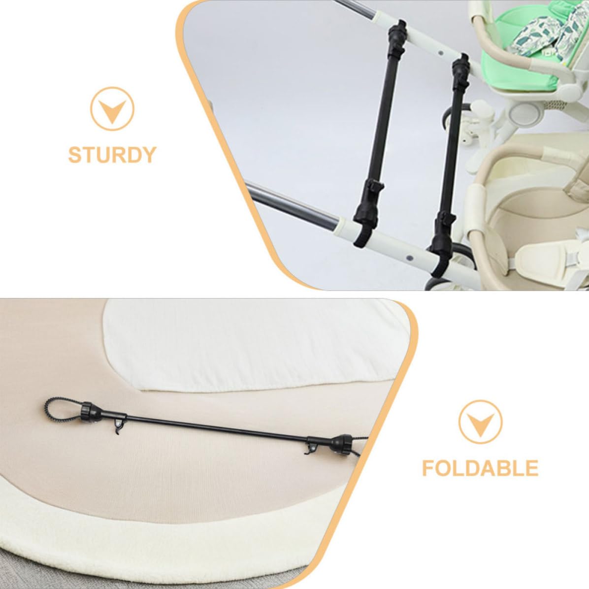 2 Pezzi Connettore per Passeggino Doppio Regolabile, Pieghevole | Collegamento Facile, Aperture Regolabili, Portatile, per Gemelli e Bambini, Viaggi e Uscite