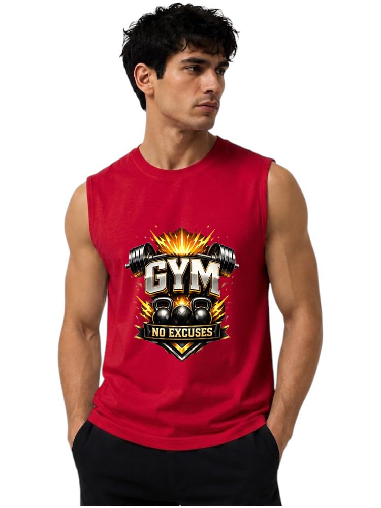 Men Cotton Printed Ribbed Round Neck Sleeveless Casual| Sports| Gym| Tank Top | Vest| Regular Fit T Shirt-picture-34