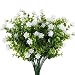 Produktbild MIHOUNION HUAESIN 4 Pcs Plastikblumen Eukalyptus Künstlich Künstliche Grünpflanze Blumen Kunststoff Unechte Pflanze Kunstblumen Busch Weiss für Topf Balkon Außen Garten Heiratsantrag Deko