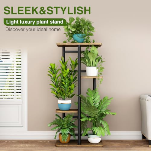 Image of LINZINAR Plant Stand Indoor 4 Tier Metal Corner Tall Flower Shelf