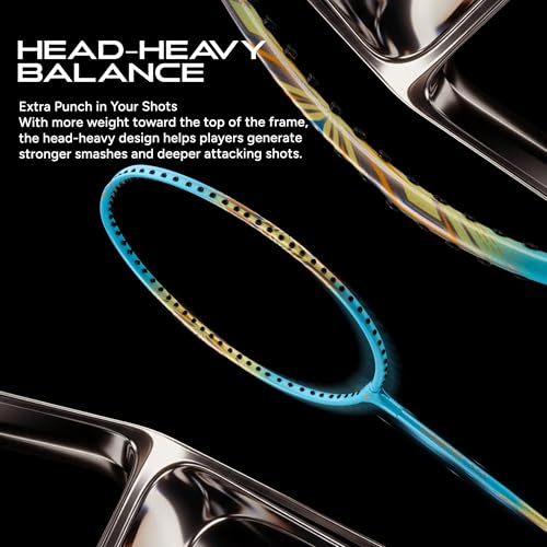 Image of Hundred Carbotek 1000 Badminton Rackets (Pack of 2) | Superlight Head-Heavy Racket for Smash Power | Slim Shaft, Carbon Graphite Shaft & Curve Frame for Better Sweet Spot