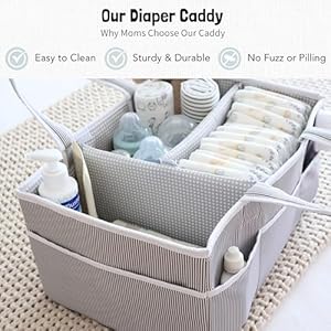 Lily Miles Baby Diaper Caddy Organizer, Baby Shower Basket for Newborn Boys or Girls, Nursery Must Haves for New Mom, Registry Favorites, Large Storage Tote for Changing Table or Car, Gray Lily Miles Baby Diaper Caddy Organizer Baby Shower Basket for Newborn Boys or Girls Nursery Must Haves for New Mom Registry Favorites Large Storage Tote for Changing Table or Car Gray