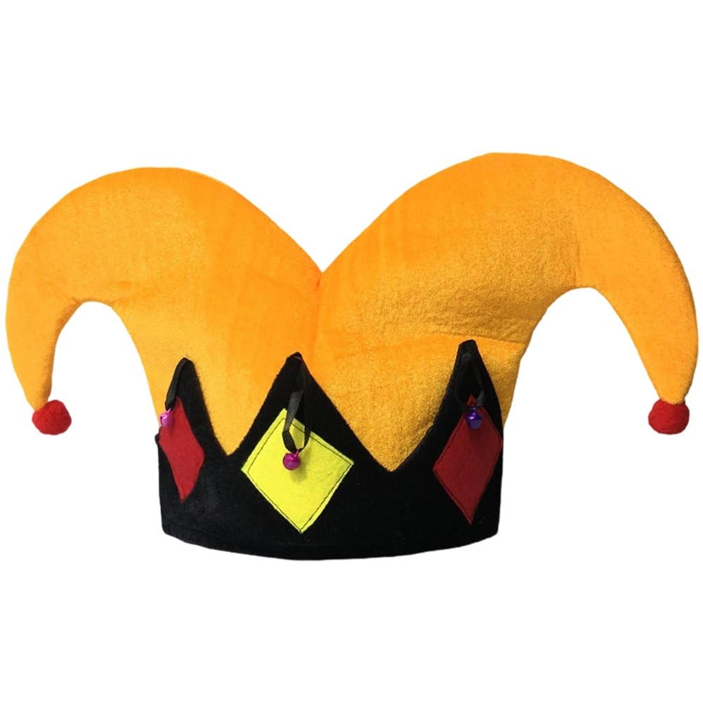 Casiler Yellow Mardi Gras Jester Hat - Multicolor Court Jester Clown Hat Funny Costume Accessory For Masquerade Cosplay Party