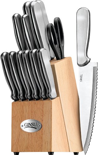 14 Piece Stainless Cutlery with Block Set in Natural