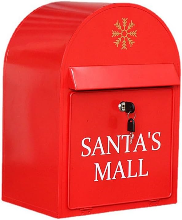 Vintage Wall Mount Locking Red Mailbox,Metal Mailboxes for Outside,Home Decorative & Office (Red)