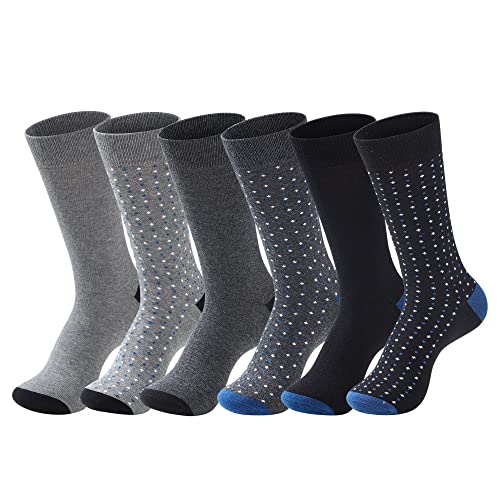 GLENMEARL Kleidersocken für Herren, 6er-Pack, Herren, Baumwolle, Kleidersocken, klassisch, gemustert, lässig, Waden-Socken, Blau, 43-47 EU Cover
