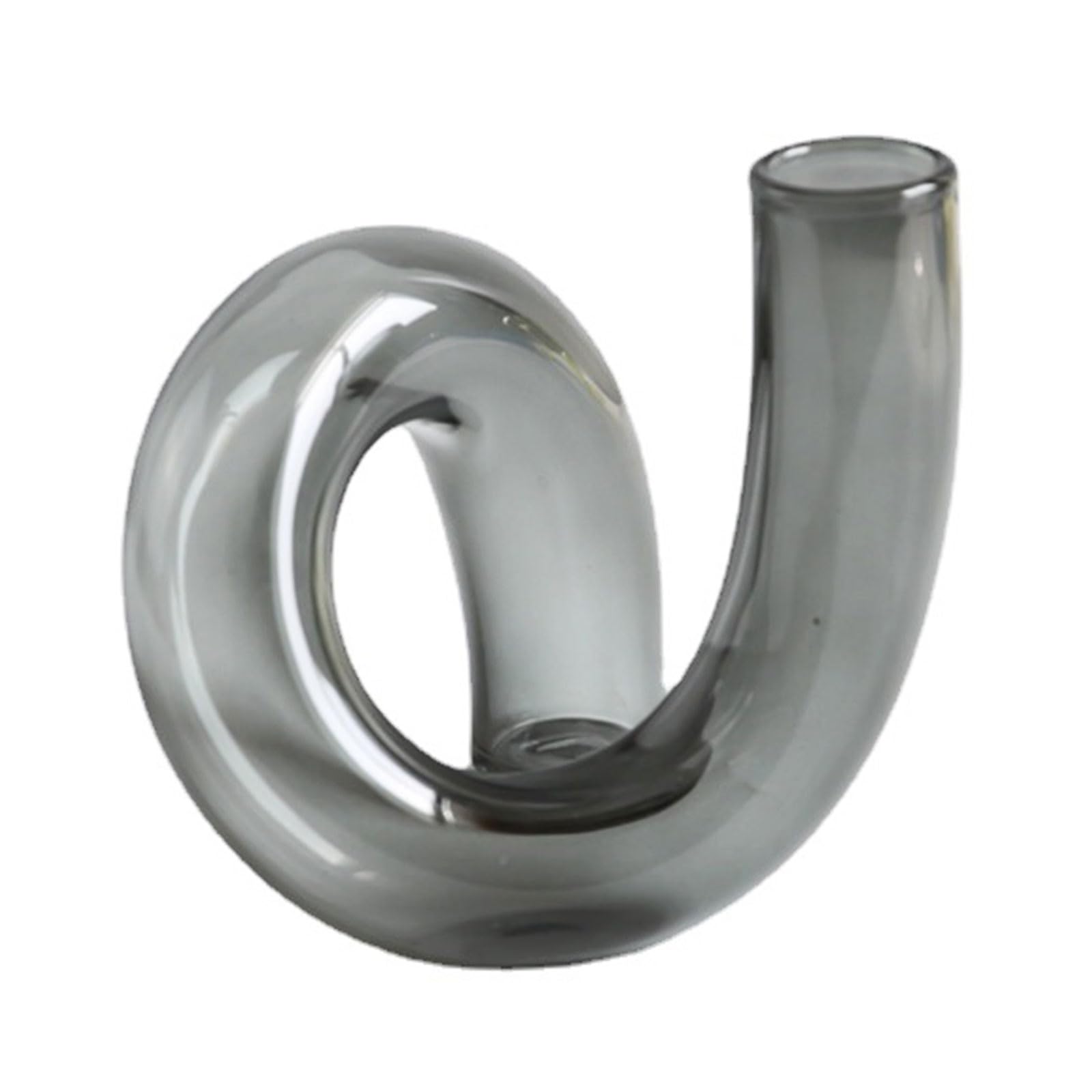 lulalula Clear Glass Twisted Vase, Whimsical Flower Vase, Spiral Glass Vase, Decorative Glass Flower Vase for Floral Arrangements, Weddings, Home Decor or Office (Gray)