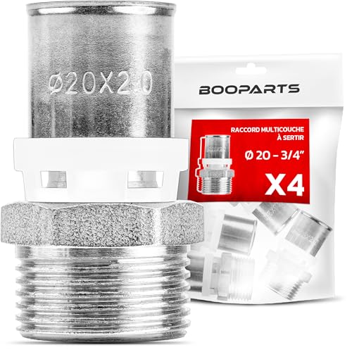 BOOPARTS – 4 piezas – Conexión multicapa 20 – M3/4' (20/27) a crimpado contorno TH – acoplamiento multicapa para crimpado recto macho – accesorio de plomería para tubo multicapa 20
