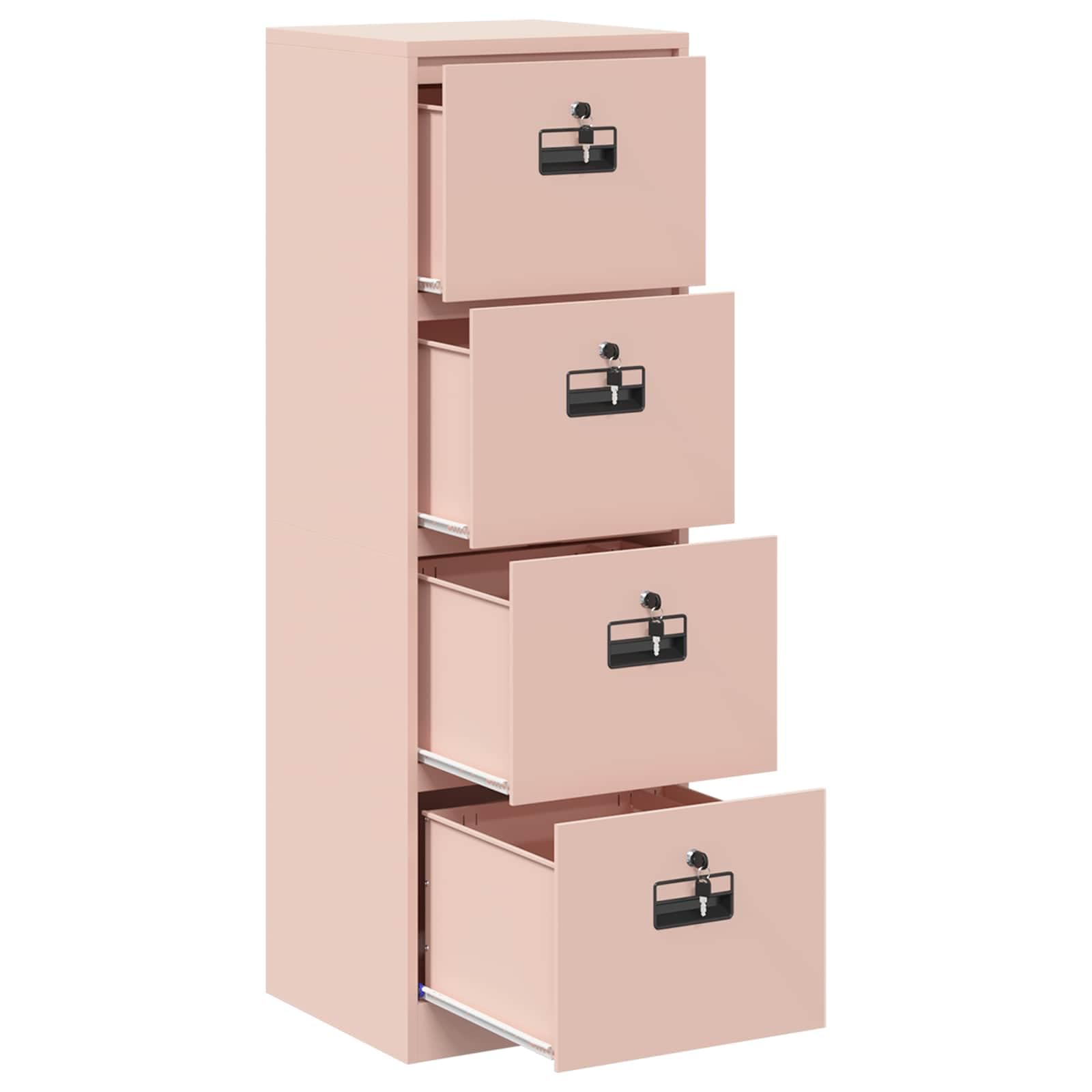 Armadietto portadocumenti rosa, 45,5 x 42 x 139 cm, in acciaio laminato a freddo, con ripiani estraibili e serrature a cilindro, per ufficio, studio o studio