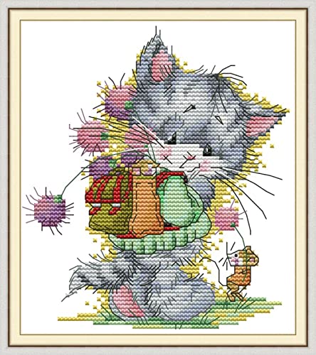 Kits de punto de cruz 11CT de gatito para regalar a amantes de las manualidades
